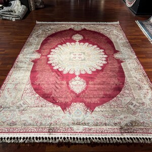 8X11 Red Silk Rug, Luxury Silk Rug, For Palace Rug ,High Quality Silk Rug,%100 Silk Rug,Luxurious Living Room Rug, Top Quality Silk Rug