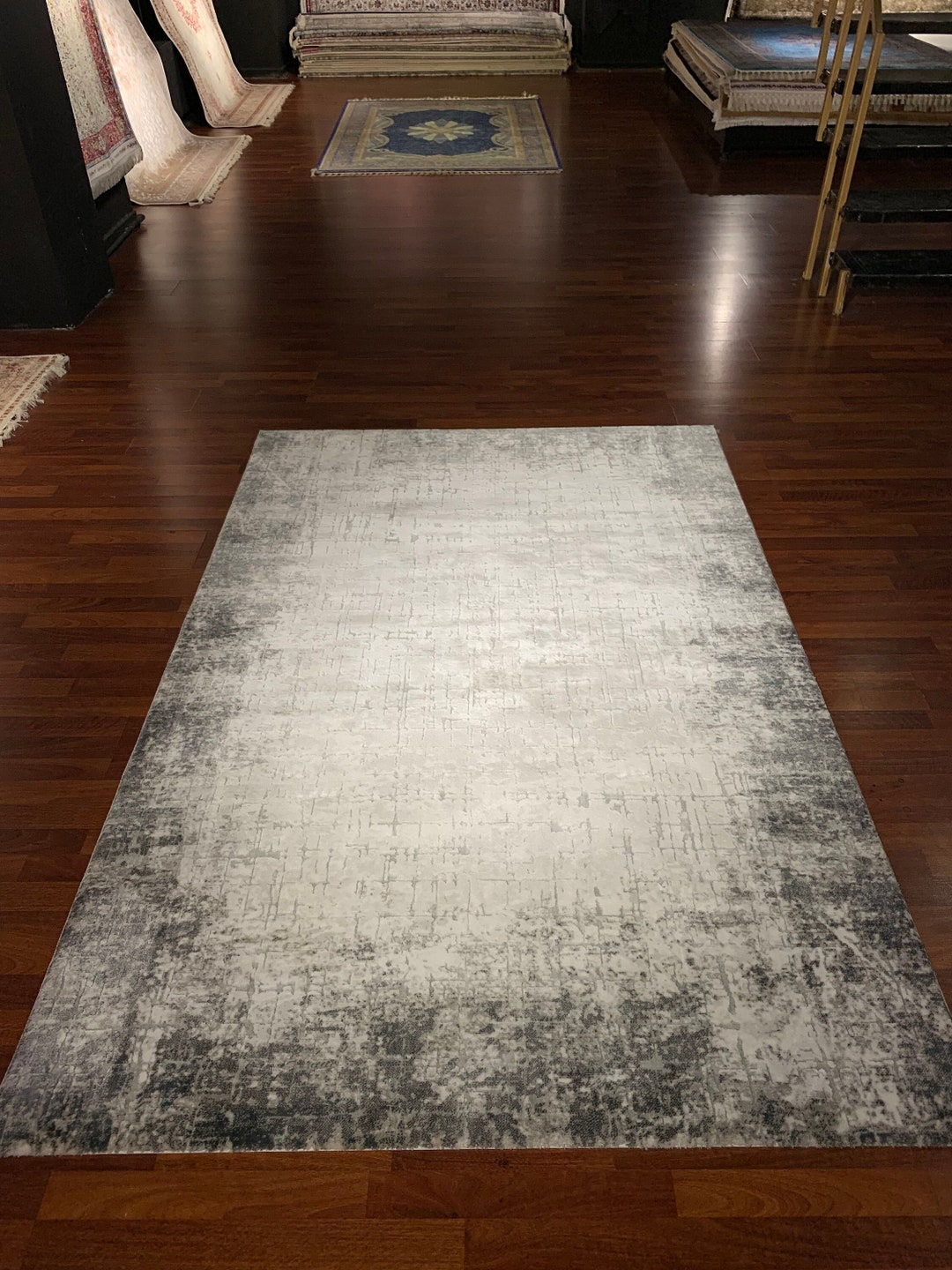 5x8 Ft Gray Modern Rug, Living Room Rug, 5x8 Acrylic Rug, Modern Carpet ...