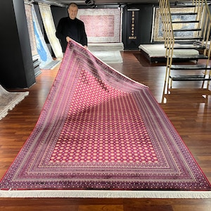 7X10 Large Silk Afghan Rugs, High Quality Afghan Large Red Area Rug, Silk Rug  Living Room,Afghan Silk Rug, Luxury Silk Rug, Rugs