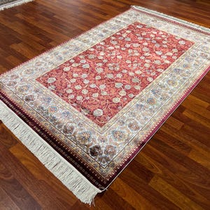 4X6 ft Red Silk Rug, High Quality Silk Rug,Gift Silk Rug,4x6 Persina Silk Rug ,Silk Rug,Super Fine Silk Rug,Rug For Living Room