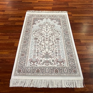 2.74X4.12  Whıte Gray Prayer Mat, Muslim Prayer Rug, Islamic Prayer Mat, Gift Mat, Janamaz Mat, Special Gift