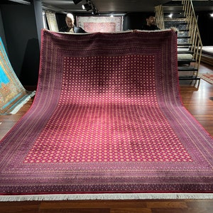 8x11 Large Silk Afghan Rugs, High Quality Afghan Large Red Area Rug, Silk Rug  Living Room,Afghan Silk Rug, Luxury Silk Rug, Silk Rug