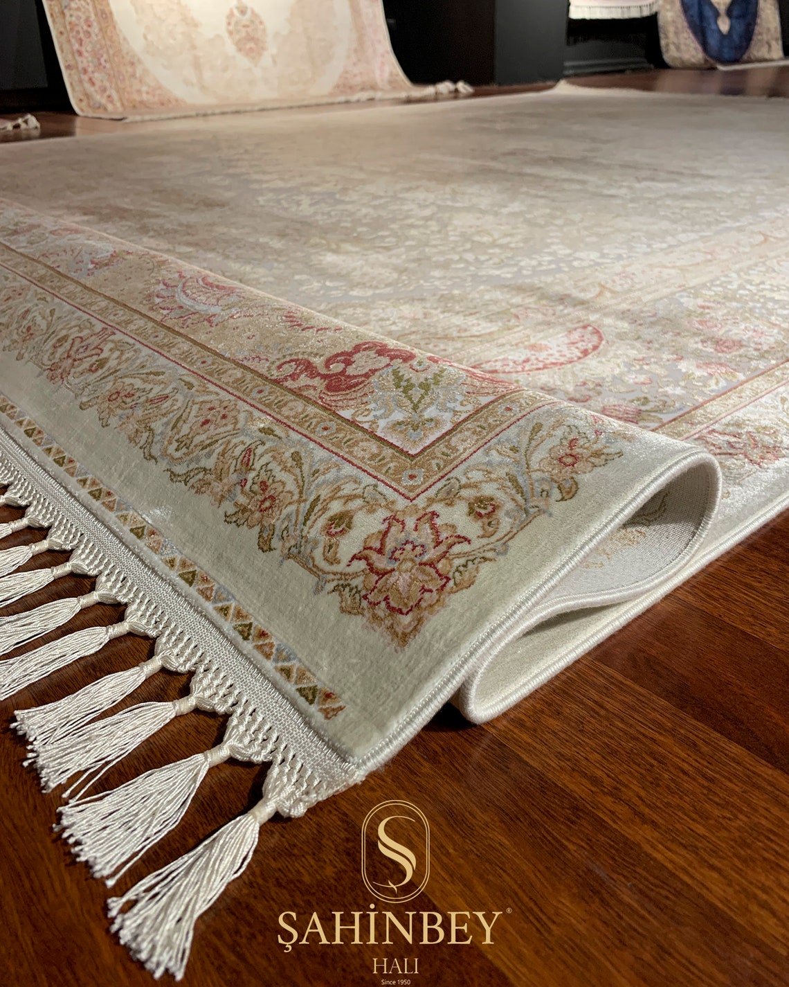 7X10 Ft Beige Silk Rug, Rug for Living Room, Palace Silk Rug, Luxury ...