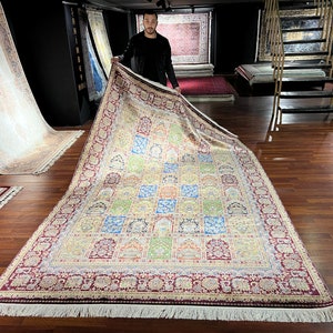 7x10 ft Red 1001 Night Pattern Afghan Silk Rug ,Classic Rug, High Quality Rug,Rug for Living Room,Silk Rug, Naturel Silk Rug, Home Decor