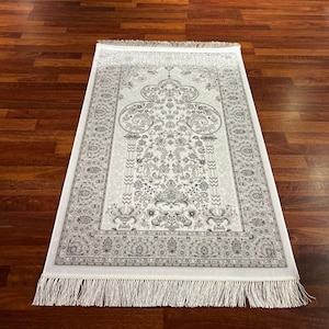 2.74X4.12  Whıte Gray Prayer Mat, Muslim Prayer Rug, Islamic Prayer Mat, Gift Mat, Janamaz Mat, Special Gift