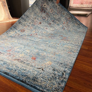 5x8 ft Persian Blue Silk Rug, Rug For Living Room ,5x8ft Silk Rug, Super Fine Silk Rug, ,Top Quality Silk Rug,5x8 Carpet,5x8ft Area Rug