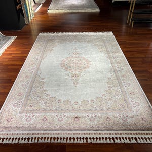 7X10ft Classic Beige Silk Rug,Living Room Rug, Palace Silk Rug, Naturel Silk Rug, Luxury Silk Rug, High Quality Rug, Persian Silk Rug