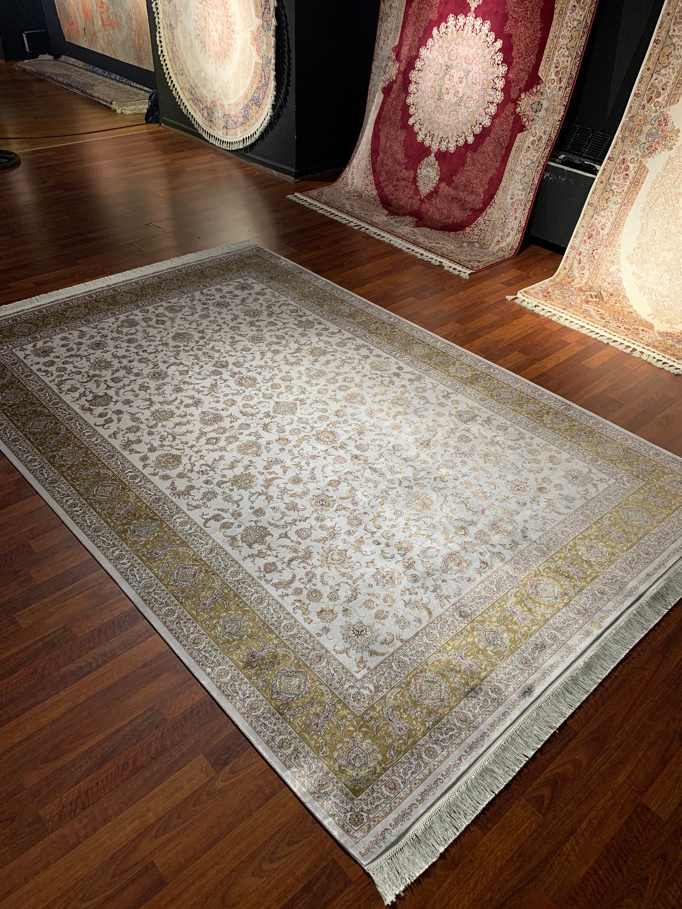 Luxury Silk Rug, 7X10 Ft Gold Beige Silk Rug,persian Pattern Rug,silk ...