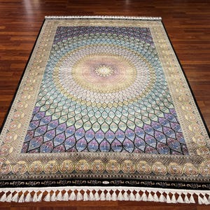 5x8 ft Persian Traditional Silk Rug, Rug for Living Room, Unique  Silk Rug, Luxury Silk Rug , Top Quality Silk Rug, Qum Silk Rug, Home Decor