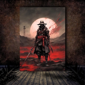 Samurai Wasteland Warrior post apocalyptic Survivor mutant AI Generated image Dark Aesthetic  Digital Download Printable Wall Art