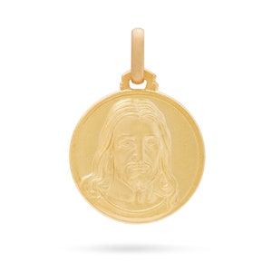 Holy Face of Jesus 18k Yellow Gold Medal - Religious Jewelry Keepsake from Vatican