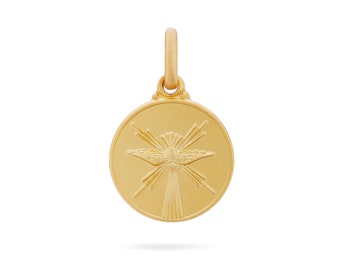 Medaglietta Vergine Di Lourdes In Oro 18k, 12x18 Mm, Gioiello Per Comunione, Anallergico, Con Astuccio E Certificato