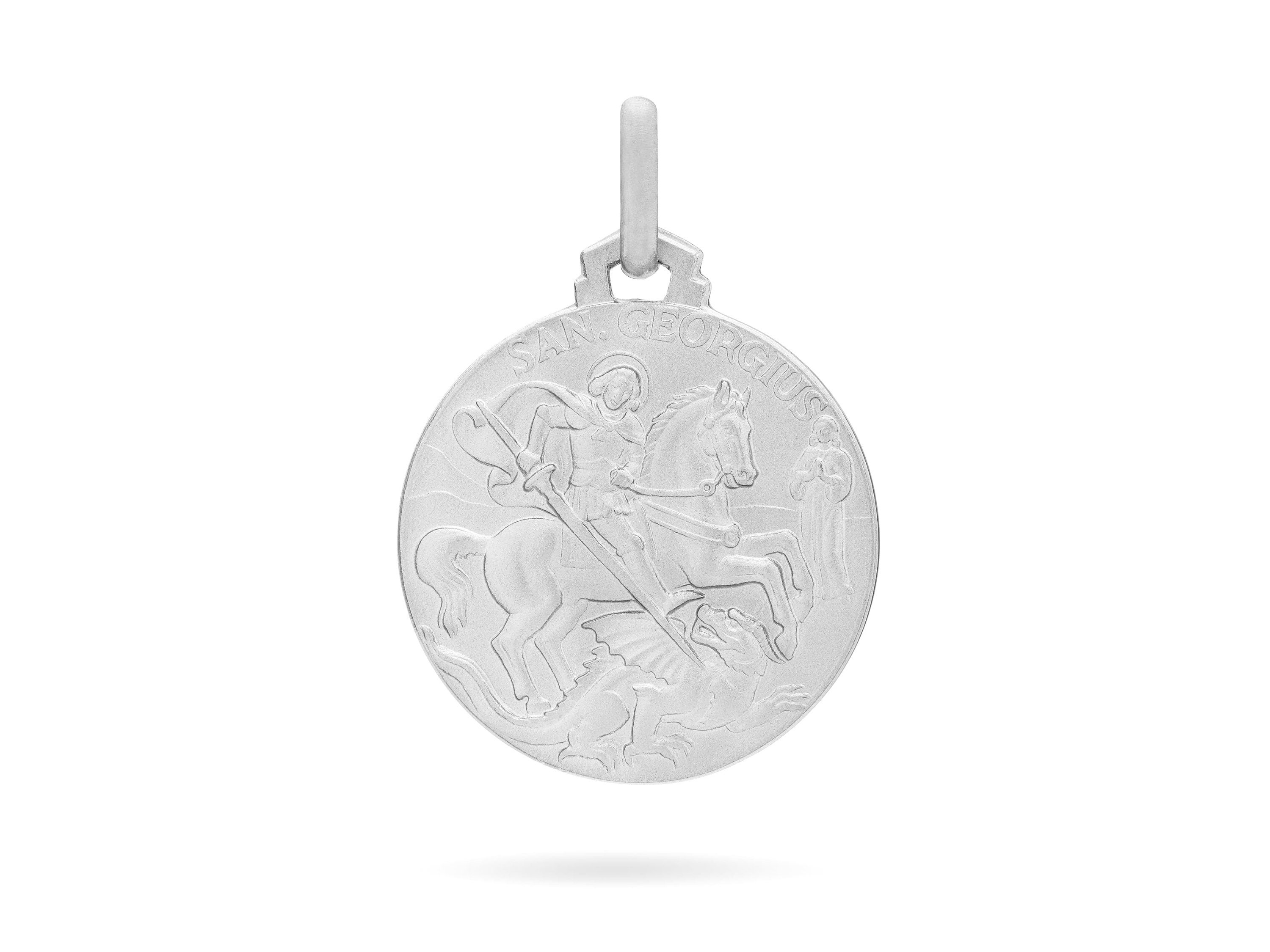 Medaglietta Di San Giorgio In Argento 925 Con Catenina Veneziana 52 Cm – Gioiello Religioso, Confezione Regalo