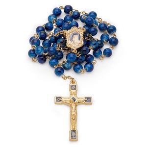 Blue variegated glass rosary