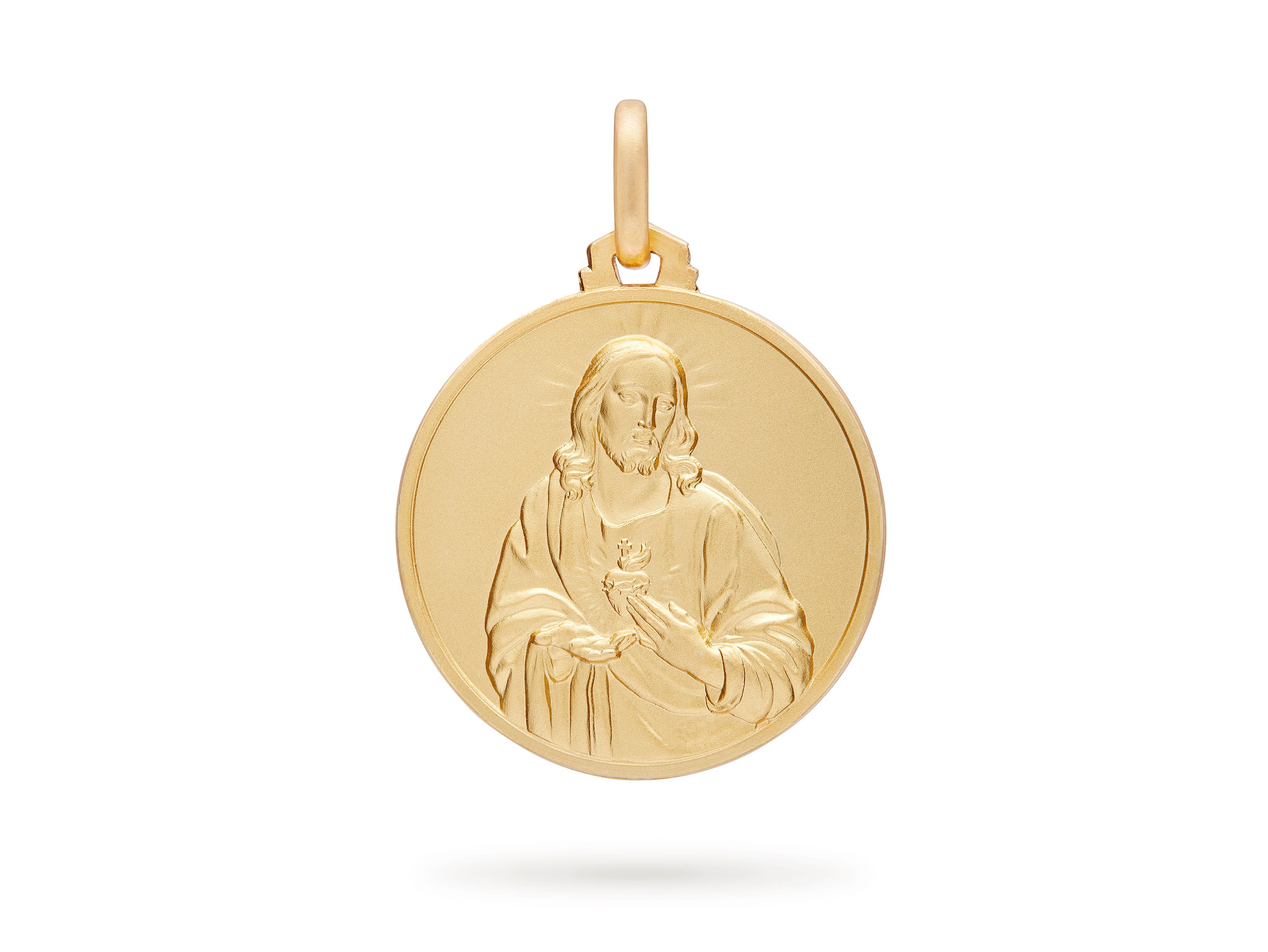 Round Scapular 18k Yellow Gold Medal - Symbolic Devotion Pendant - Etsy