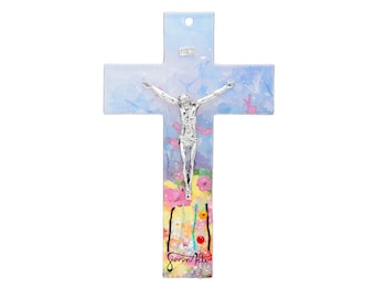 Fantasy Murano Glass Wall Cross - Vibrant and Unique Decor for Your Home