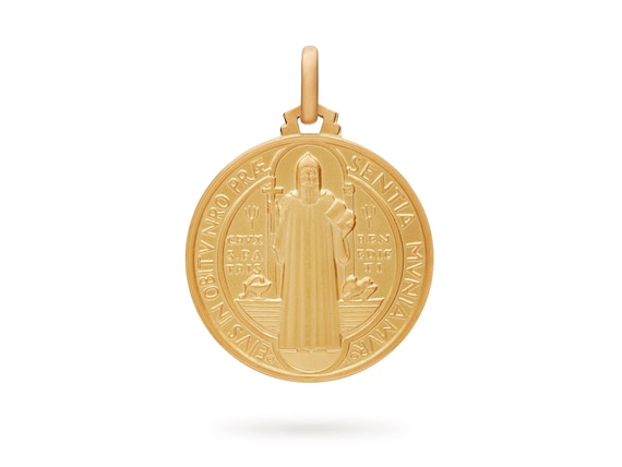 Saint Benedict 18k Yellow Gold Medal - Etsy