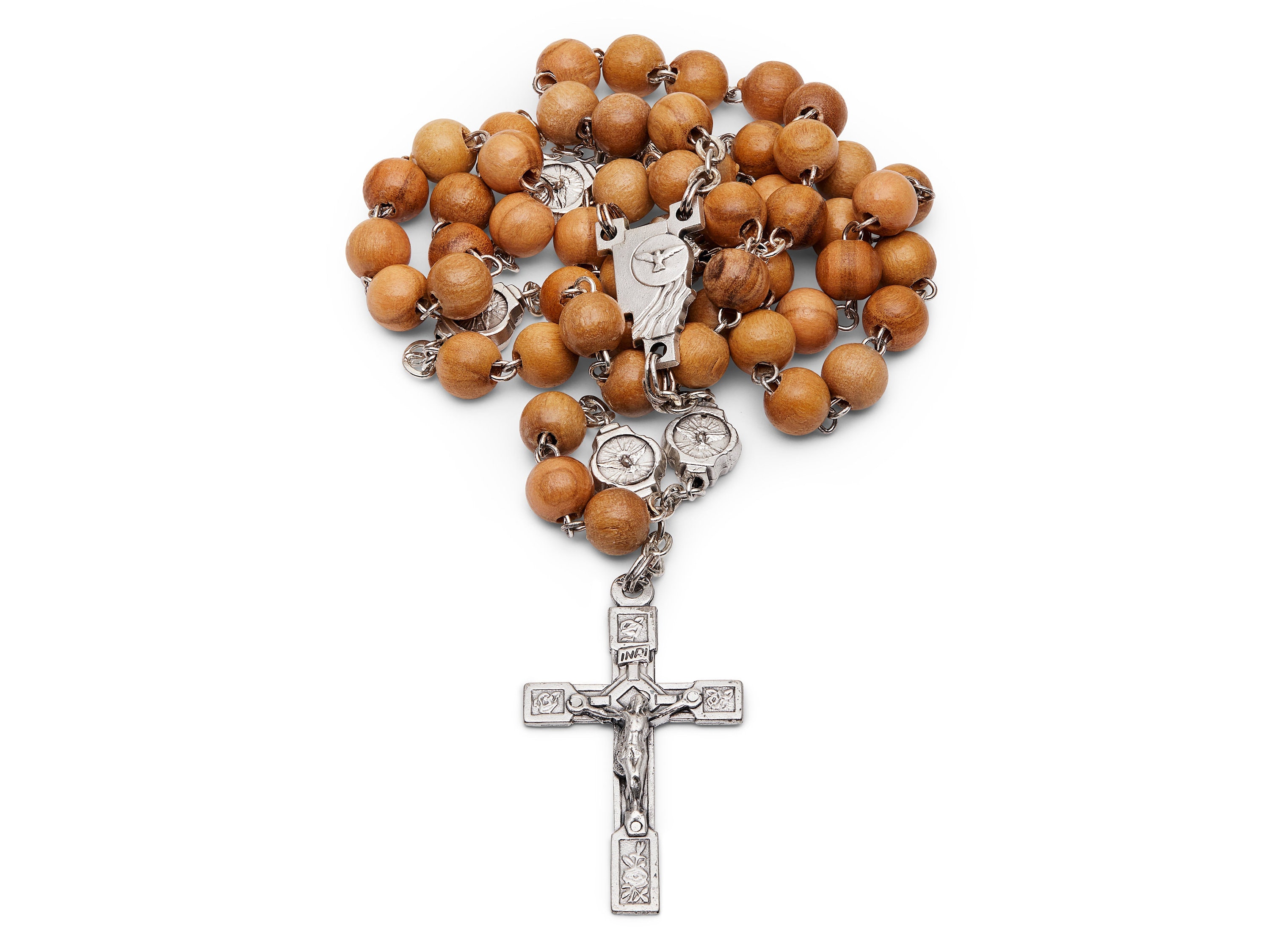 Mondo Cattolico Konfirmations-Rosenkranz Aus Olivenholz - Mit Heiliger Geist Medaille