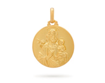 Heiliger Joseph 18K Goldmedaille - Schutzpatron der Väter - Christliche Familienstiftung