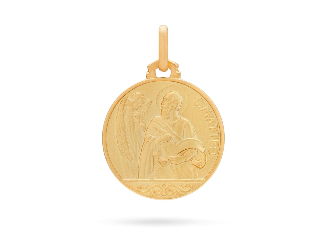 Saint Matthew 18k Yellow Gold Medal - Patron Saint of Bankers - Etsy