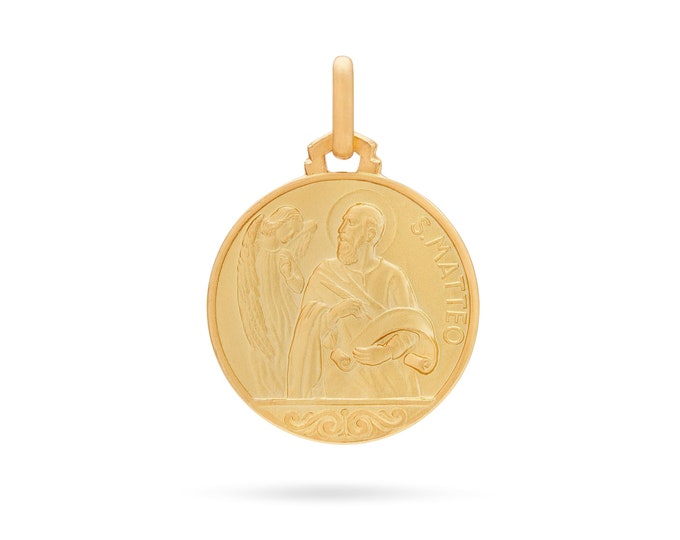 Saint Matthew 18k Yellow Gold Medal - Patron Saint of Bankers - Etsy