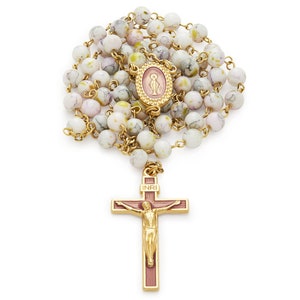 White variegated glass rosary - Elegant Rosary Beads