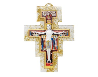 Saint Damiano Wall Crucifix Murano Glass