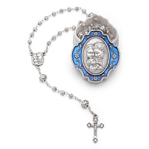Blue Holy Family Rosary with Case - Catholic Gift