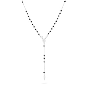 Sterling Silver 925 Rosary with Black Beads – Sophisticated and Striking Religious Jewelry