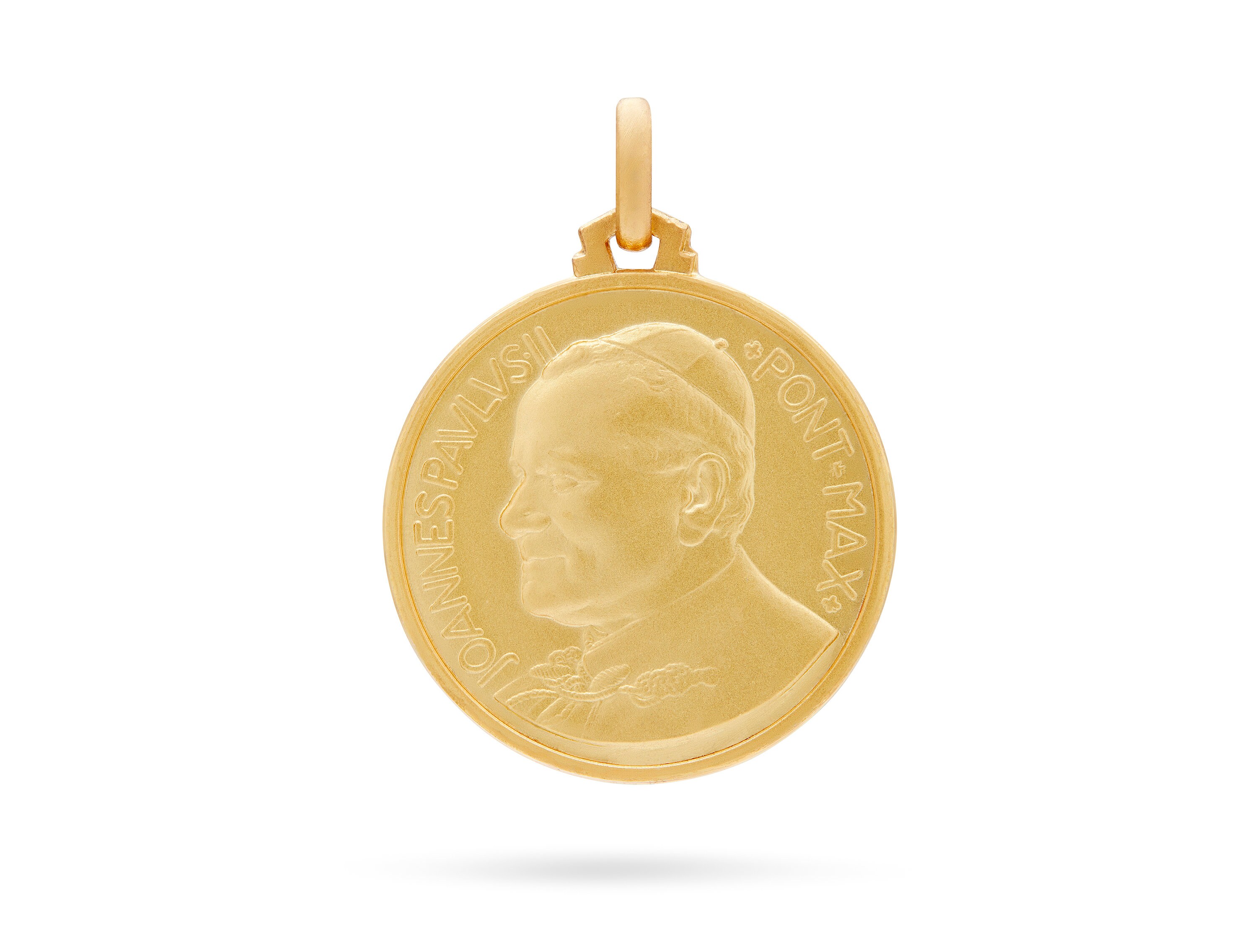18k Gelbgold Saint John Paul II Medaille: Doppelseitiger religiöser Schmuck