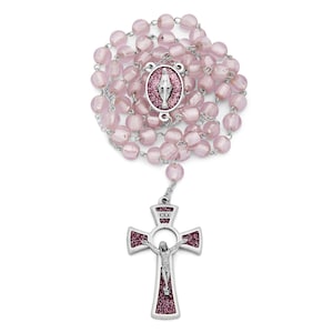 Pink Murano Glass Rosary - A Divine Tribute to the Miraculous Virgin