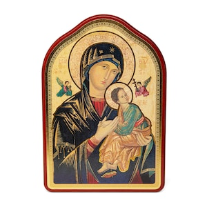 Our Lady of Perpetual Help - Wooden Painting with Red Frame