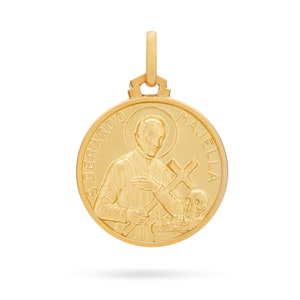 Saint Gerard's 18k Yellow Gold Medal - Patron Saint of Pregnant Women and Children - Religious Jewelry