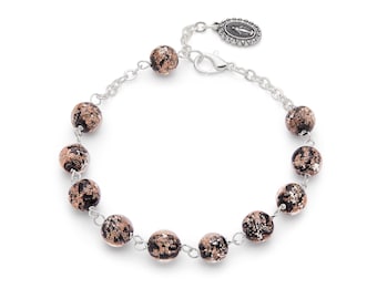Bracciale rosario in grani di vetro di murano nero