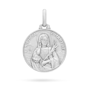 Saint Lucia Sterling Silber 925 Medaille - Schutzpatronin des Lichts und der Heilung