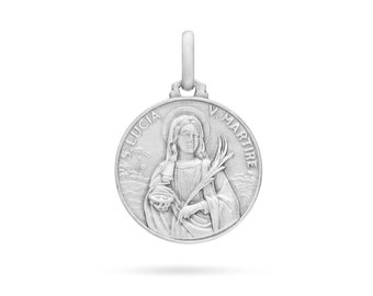 Saint Lucy Sterling Silver 925 medal - Patron Saint of Light and Healing