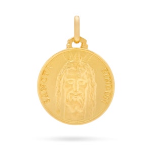 Medalla de la Sábana Santa en Oro Amarillo de 18k - Símbolo de la Pasión de Cristo - Excelencia Religiosa y Dedicación del Vaticano