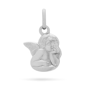 Guardian Angel 18k White Gold Medal - Divine Protection