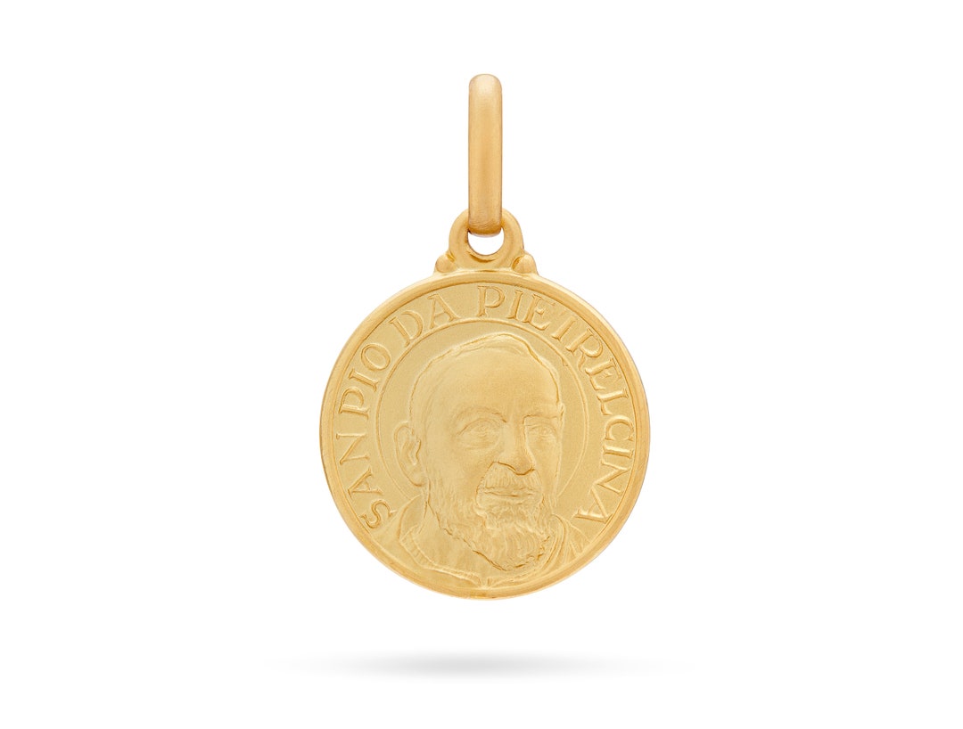Padre Pio Large 9ct Gold Medal Pendant and 20