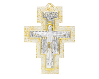 St. Damian Wall Crucifix - Murano Glass Cross with Reverence and Beauty