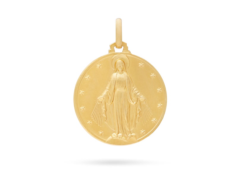 Our Lady of the Miraculous 18k Yellow Gold Medal - Etsy
