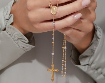 Yellow and White Gold Rosary