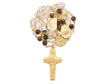 Rosario Cattolico In Petalo Di Rosa Benedetto Dal Papa - 5 Decadi, Medaglia Giovanni Paolo II - Foto 4