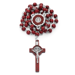 Red Wood San Benedetto Rosary: Catholic Prayer Beads