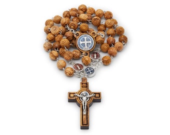 St. Benedict Rosary Beads in Olive Wood - From the Vatican
