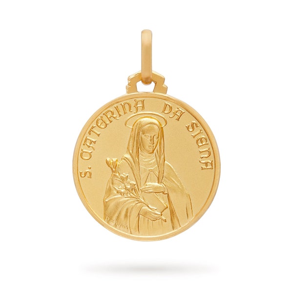 Gold-Plated Saint Catherine of Siena Medal - Sterling Silver Patron Saint