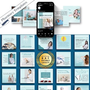 Szablony mediów społecznościowych dla aptek - 200 edytowalnych szablonów Canva do marketingu opieki zdrowotnej