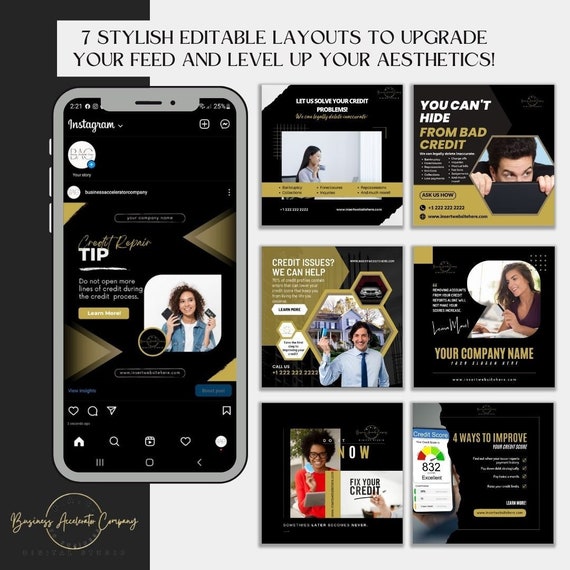 7 Day Credit Repair Social Media Content Templates #34| Elevate Your Business on FB & IG