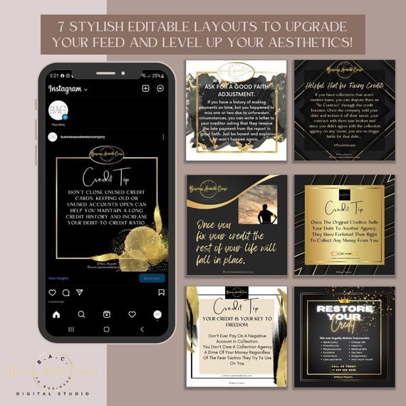 7-Day Credit Repair Social Media Content | Editable Canva Templates #37