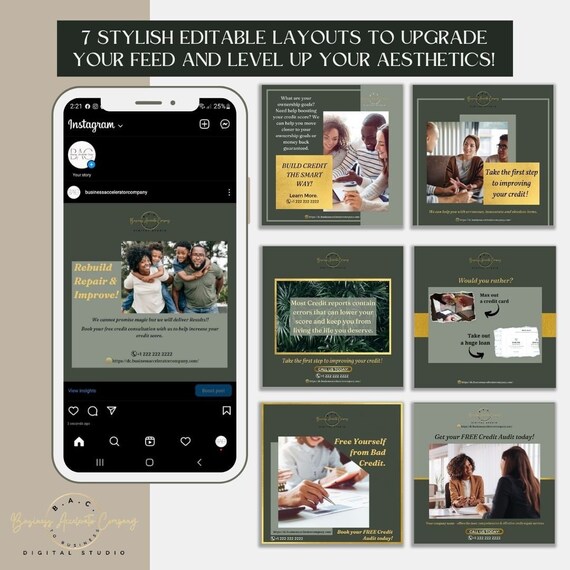 7-Day Credit Repair Social Media Content | Editable Canva Templates #37